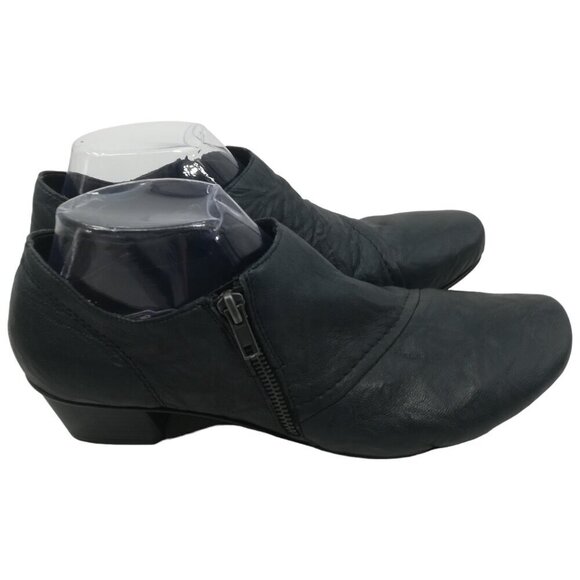 Rieker Side Zip Blue Block Heel Leather Comfort Shoes Size 40 US 9.5-10 Faux Fur - Picture 6 of 10